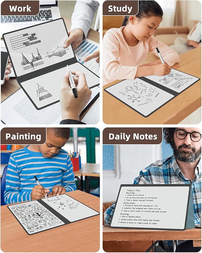 Portable Small White Board Dry Erase Board, Reusable 9.5 * 6.6in Notebook Memo, Office Home Supplies Desk Accessories MH760 (Green)