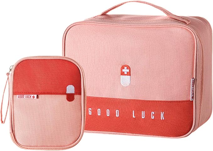 paerma Empty First Aid Bags Travel Medical Supplies Insulated Medicine Bag Convenient Safety Kit Suit for Family Outdoors Hiking Camping Car Office Workplace,Pink