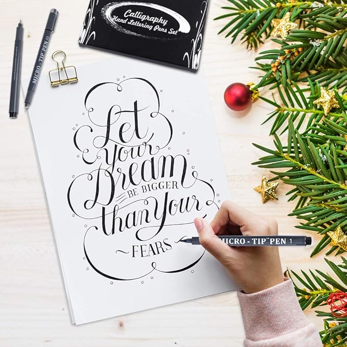Hand Lettering Pens, 15 Pack Calligraphy Brush Pen Markers Black Ink for Beginners Writing, Lettering, Journaling, Art Drawing, Signature, Illustrations and Office School Supplies