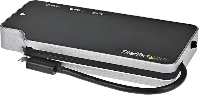 StarTech.com USB C Multiport Adapter - USB-C to 4K HDMI or VGA Video with 100W Power Delivery Pass-Through, 2-Port 10Gbps USB Hub, MicroSD, GbE - USB 3.1 Gen 2 Type-C Mini/Travel Dock (CDP2HVGUASPD)