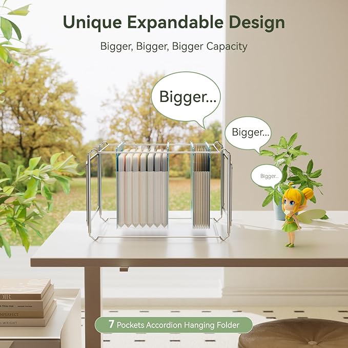Wheat Straw Expanding Hanging File Folders, 3 Color File Organizer, 1.2" Accordion Pockets, Large Capacity, Letter Size for Filing Cabinet, 100% BPA Free, Return to Nature, Healthy Living