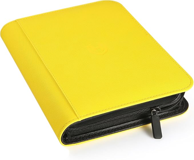 Trading Card Binder with Sleeves, Yellow, 288 Card Storage Capacity, Durable and Waterproof