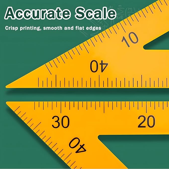 Magnetic Teaching Ruler Set with Multi-Functional Geometry Tools Durable ABS Plastic for Whiteboard Classroom Projects Student Teacher Math Supplies (Yellow 2pcs)
