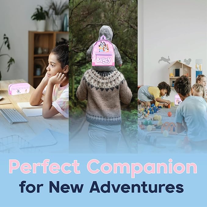Bluey Backpack Set for Girls – 3 Piece Childrens and Toddlers Kids School Bag with Lunch Box and Pencil Case