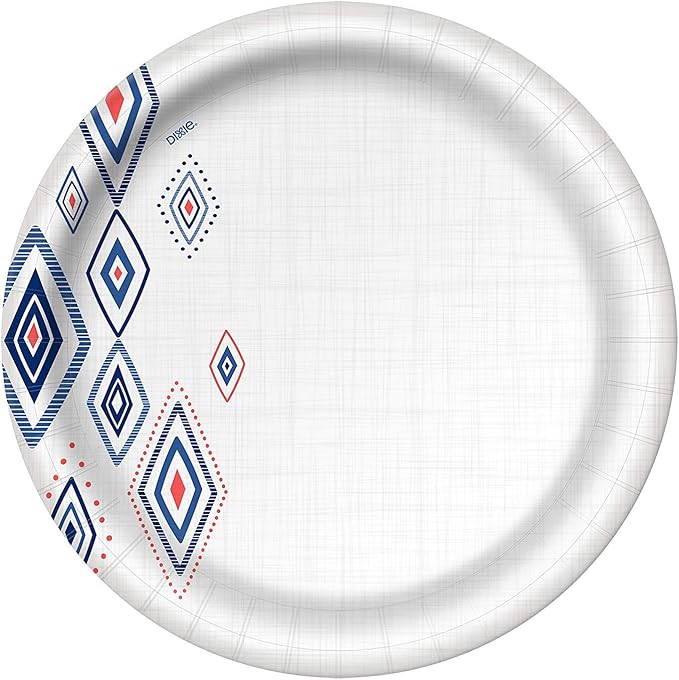 Dixie Everyday Paper Plates, 10 1/16", 220 Count, 5 Packs of 44 Plates, Dinner Size Printed Disposable Plates