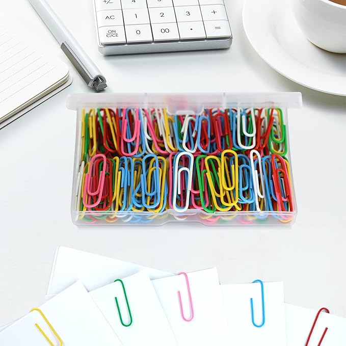 Paper Clips, 180 Pack Medium Size Paperclips 1.3 Inch (33mm) Assorted Colored Coated Paper Clips Great for Office School Document Organizing