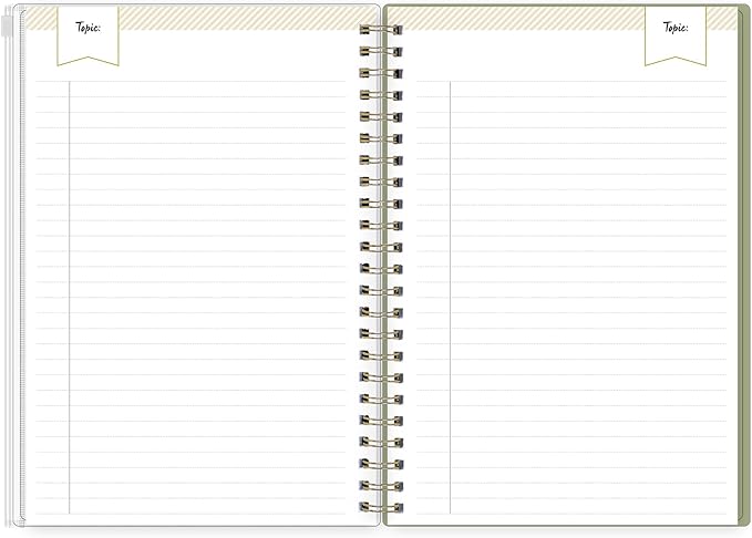 Blue Sky Day Designer Zip Pocket Cover Notebook, 5.75" x 8.5" Undated Journal, 160 Lined & Perforated Pages, Includes Index Pages, Gold Durable Twin Wire Binding, For Office and School, Butterfly Garden Cream