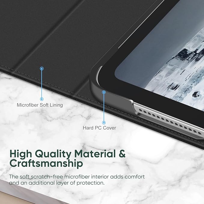Fintie Folio Case for iPad Pro 11-inch (M5) 2025 / (M4) 2024 - Premium Vegan Leather Smart Stand Back Cover with Pencil Holder, Auto Wake/Sleep, Black