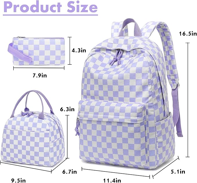 Bluboon School Backpack Set Girls Womens Laptop Bookbag Casual Daypack Fits 15 inch Laptop with Lunch Tote Bag and Pencil Bag
