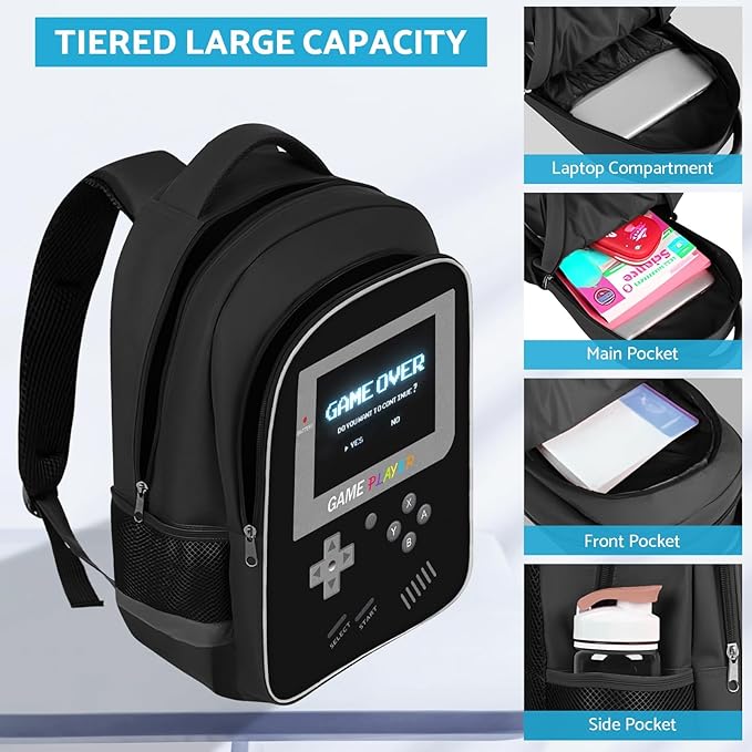 School Backpack For Boys - Gamer Boys Backpack For Kids Children Teens Elementary Middle School - Ages 6-18，17″