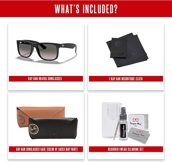Ray-Ban RB4165 JUSTIN Sunglasses For Men For Women+BUNDLE with ACCESSORY EYEWEAR KIT