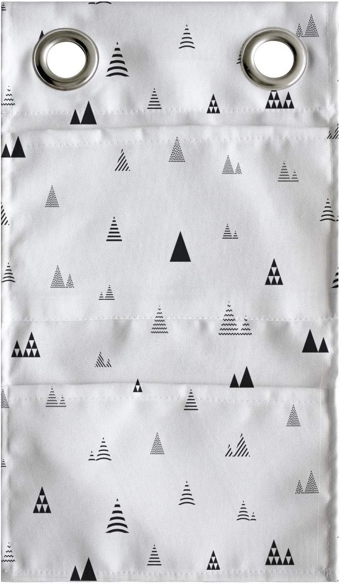 Ambesonne Abstract Hanging Pocket Organizer, Repetitive Mini Triangular with Stripes and Dots, Printed Polyester Storage Bag with Pockets, 9" x 16", Charcoal Grey Pale Taupe