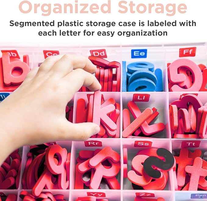 Magnetic Foam Letters for Kids - Classroom Alphabet Letters Kit 284 Pcs with CVC Cards - Montessori ABC Board Magnets