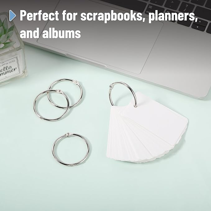 Mr. Pen- Loose Leaf Binder Ring Bulk, 1.5 Inch, 100 Pack, Silver, Metal Rings for Index Cards