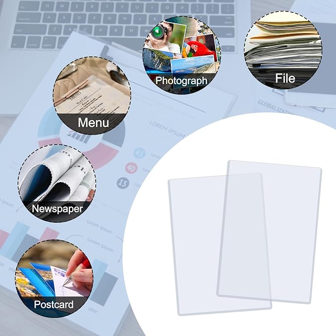 Rainmae 12 Pack 8.5" x 14" Rigid Print Protectors, Clear Waterproof Hard Plastic Page Sheet Protectors, Paper Sleeves Photo Plastic Sleeves Hard Document Birth Certificate Protector