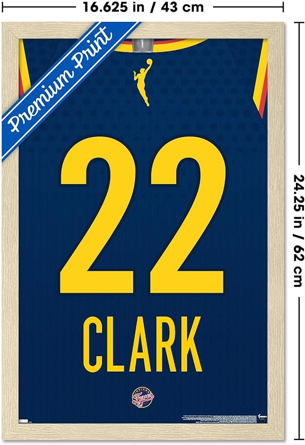 WNBA Indiana Fever - Caitlin Clark Jersey Wall Poster, 22.4L" x 14.7W", Blonde Framed Version