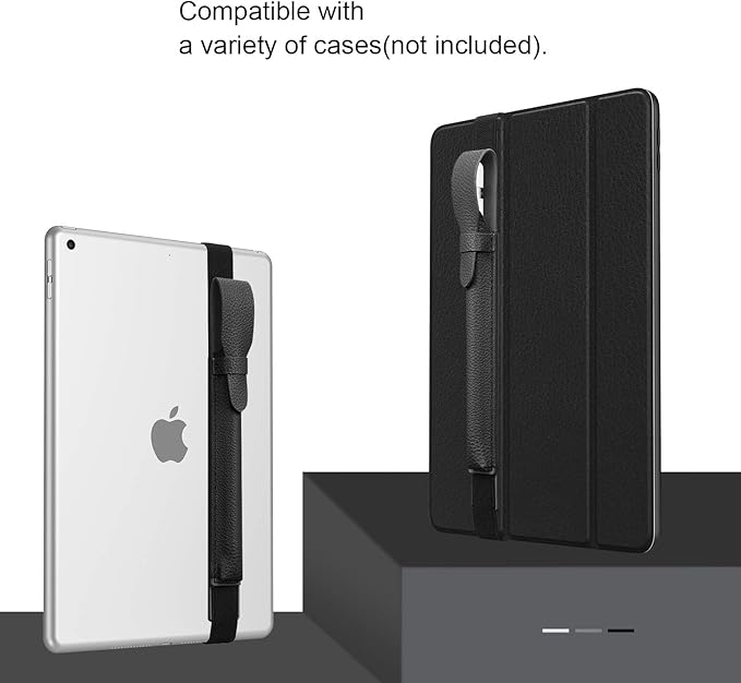 Fintie Pen Holder with USB Adapter Pocket for Apple Pencil Pro, Apple Pencil (USB-C / 1st / 2nd Generation), Elastic Vegan Leather Sleeve Pouch Compatible with iPad Case, Black
