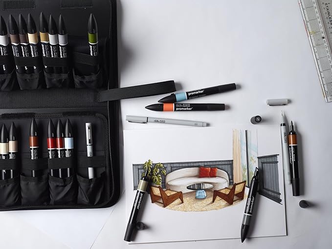 Winsor & Newton ProMarker Set, 25+1pcs. Wallet, Interiors