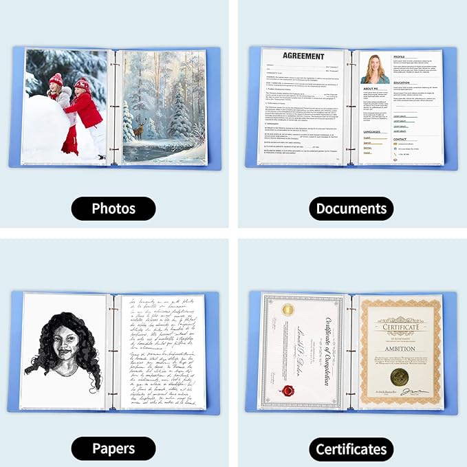 100 Pack Clear Sheet Protectors 8.5 x 11 Inch, Letter Size Page Protectors for 3 Ring Binder, Premium Polypropylene, Reinforced Holes, Acid Free, Top Loading for Documents, Paper, Photos