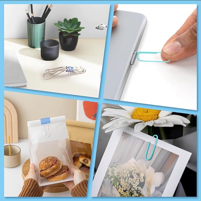 260 Pcs Binder Clips Assorted Sizes & Paper Clips Set with Push Pins | Cute All-in-One Office Supply Kit for School, Home & Desk Organization
