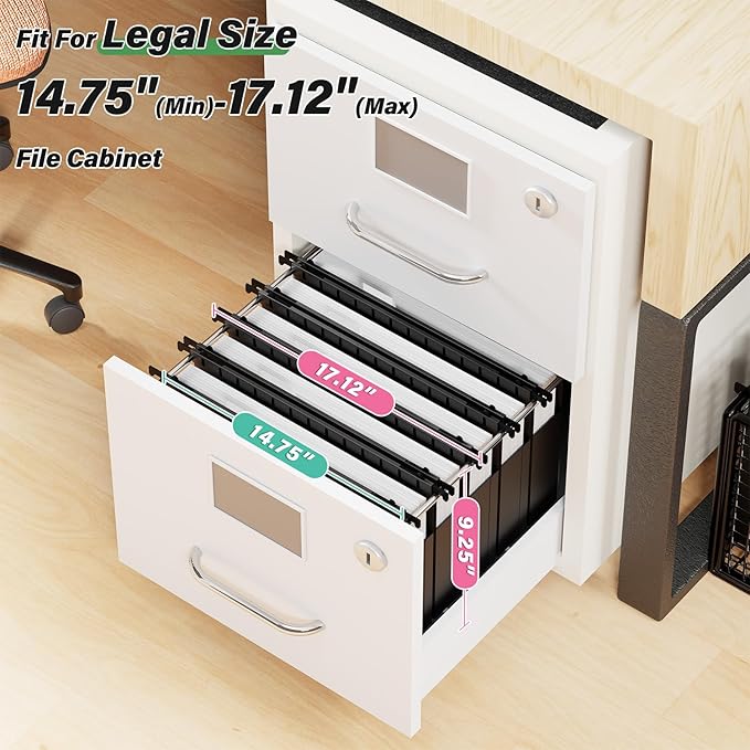 Ansook Extra Capacity Legal Size Hanging File Folders,Heavy Duty 2" Expansion File Folders Hanging with Tabs,12 Pack Plastic Legal File Cabinet Folders,Hanging File Frame Organizer,File Box Folder