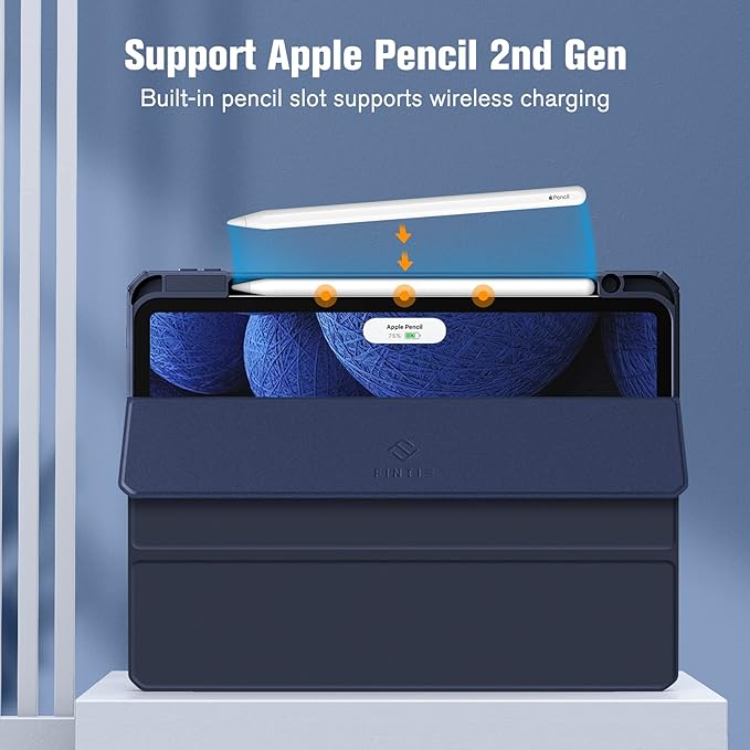 Fintie Hybrid Slim Case for iPad Pro 11-inch (4th / 3rd Generation) 2022/2021 - [Built-in Pencil Holder] Shockproof Cover w/Clear Transparent Back Shell, Also Fit iPad Pro 11" 2nd Gen, Navy