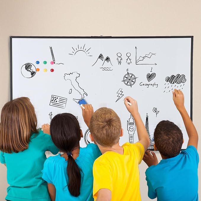 Magnetic Whiteboard 60x40 Inch - Large Dry Erase Board for Wall with Aluminum Frame & Deep Pen Tray - Smooth Writing Surface for Office, Classroom, Home & Conference Room