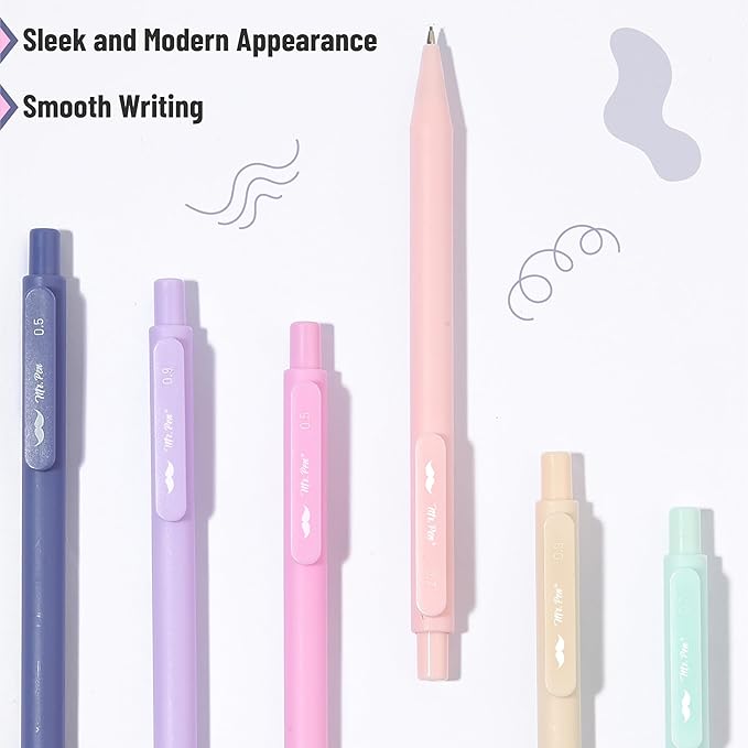 Mr. Pen- Pastel Mechanical Pencil Set with Lead Refills & Erasers, 6 Pack, 3 Sizes, 0.5 0.7 & 0.9mm, Aesthetic Mechanical Pencils Set, Pastel Mechanical Pencils