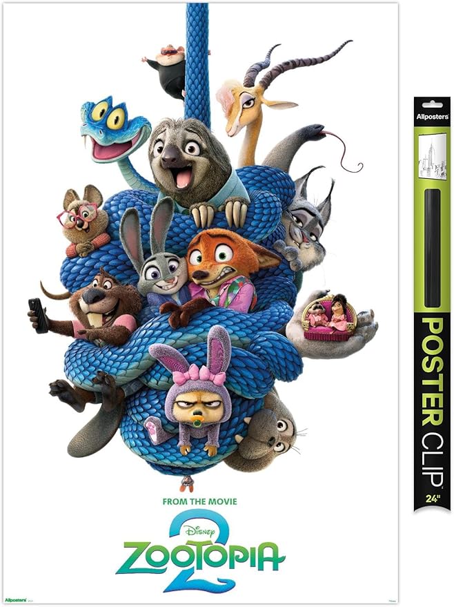 Disney Zootopia 2 (2025) - Group One Sheet Wall Poster, 34L" x 22.4W", Premium Poster & Clip Bundle