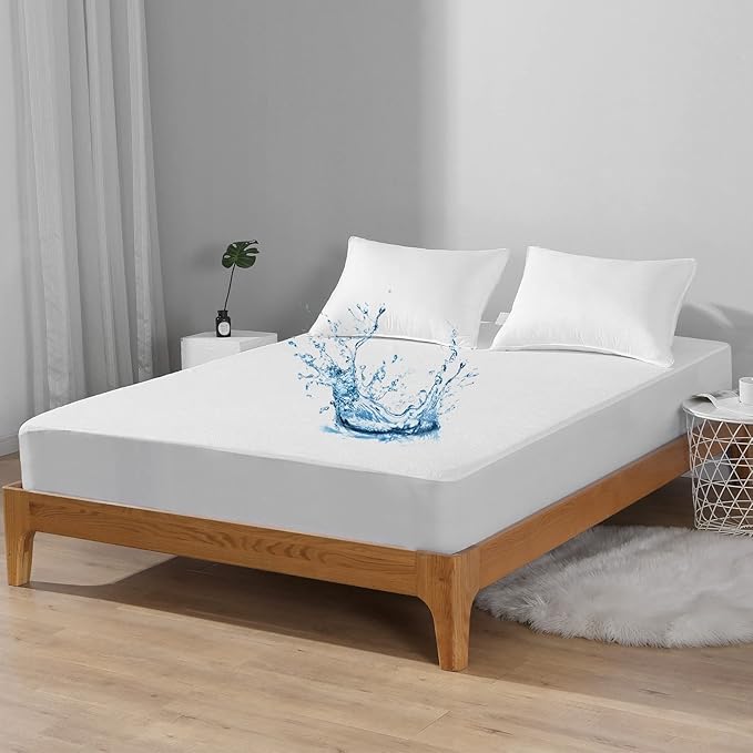 Bedecor Twin Waterproof Mattress Protector for Potty Training and Bed Wetting, Noiseless Cotton Terry Cover, Breathable Fitted Design for Kids, Fits 9-18 Inch Depth