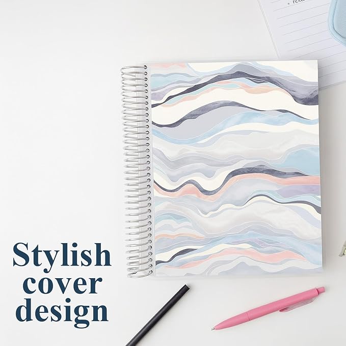 Erin Condren 8.5" X 11" Spiral Bound Productivity Notebook, Layers Neutral, Functional 160 Lined Page and 80Lb Thick Paper Spiral Notebook, Stickers Included