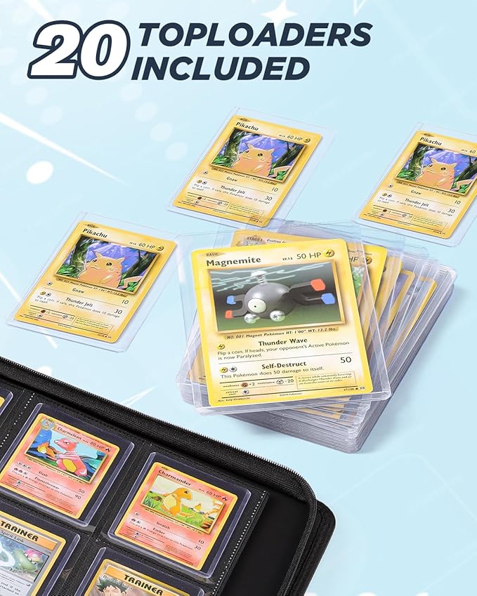 9 Pocket Toploader Binder with Zipper – Holds 288 Top Loaders – Premium Double-Sided Card Album for Trading Cards, TCG, MTG, Sports Cards
