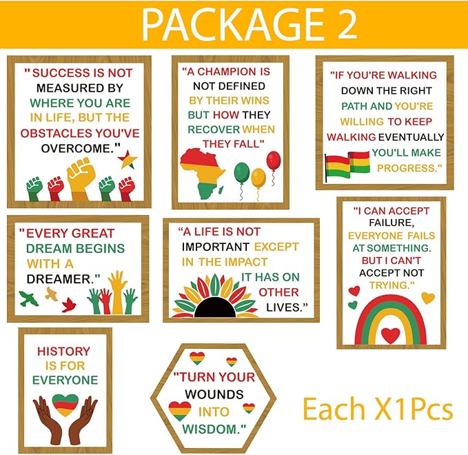 Black History Month Bookshelf Bulletin Board Decorations Set Black Inspirational Cutouts with Bulletin Border African American Motivational Classroom Decorations for Chalkboard Wall Door Home Office