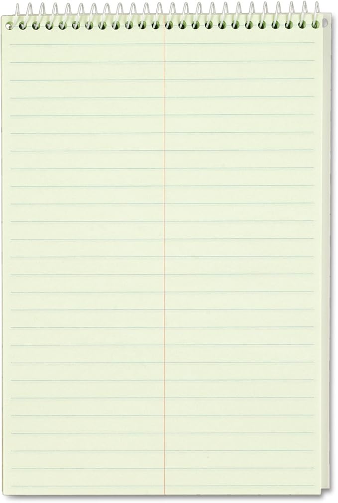 TOPS Steno Books, 6" x 9", Gregg Rule, Green Tint Paper, Assorted Color Covers, 80 Sheets, 4 Pack (80221)