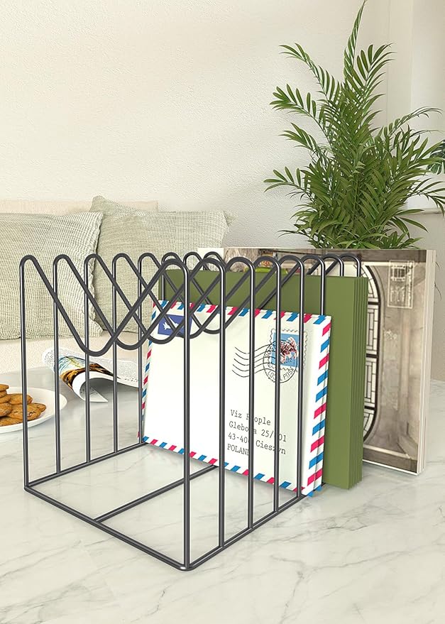 4 Sets File Organizer for Desk,File Sorter Organizer,File Folder Holder/Rack/Stand,Desktop Record/Clipboard Holder,8 Sections Storage,Anti-Scratch/Pilly/Rusty,Metal Stable Holder,Black