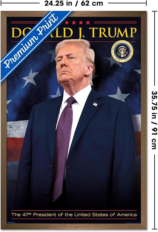 President Donald Trump - 47th President Wall Poster, 34L" x 22.4W", Bronze Framed Version