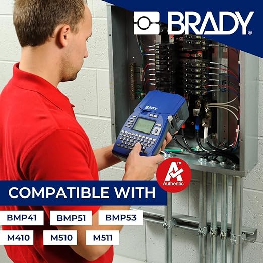 Brady Authentic (M4C-500-595-WT-BK) All-Weather Vinyl Labels 0.5 in W x 25ft Black on White. for use with BMP41, BMP51, M410, M510, and M511 Label Printers.