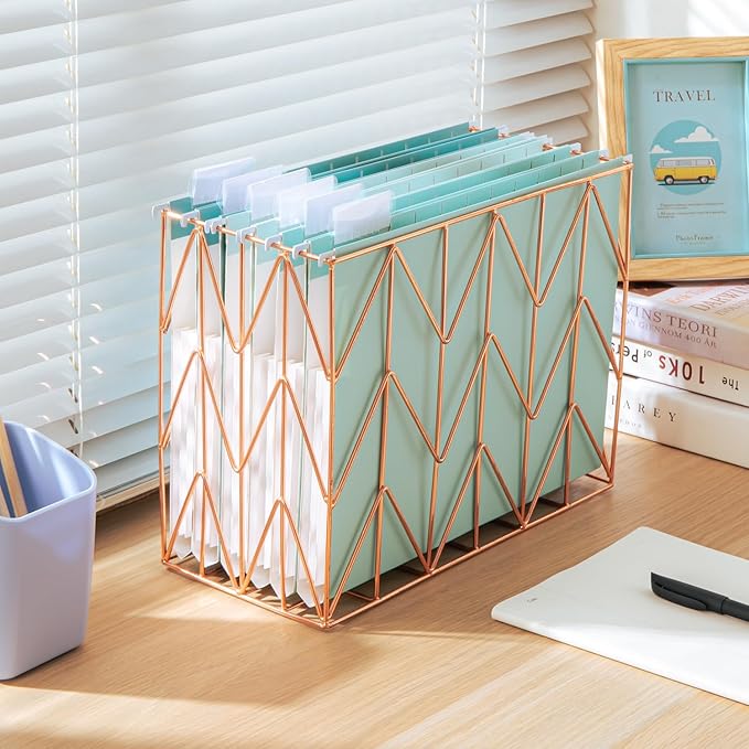Y YOMA Letter Size - 6 Pack Extra Capacity Hanging File Folders Accordion Decorative Reinforced File Folder Cute Colored Expandable Folder for Office Home with 1/5-Cut Adjustable Tabs, Teal Blue