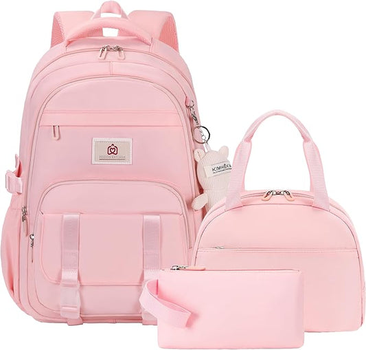 Hidds School Backpack for Teens Girls Women 3 PCS Kids Bookbag Set with Lunch Box College Laptop Backpacks Travel Daypack Bag