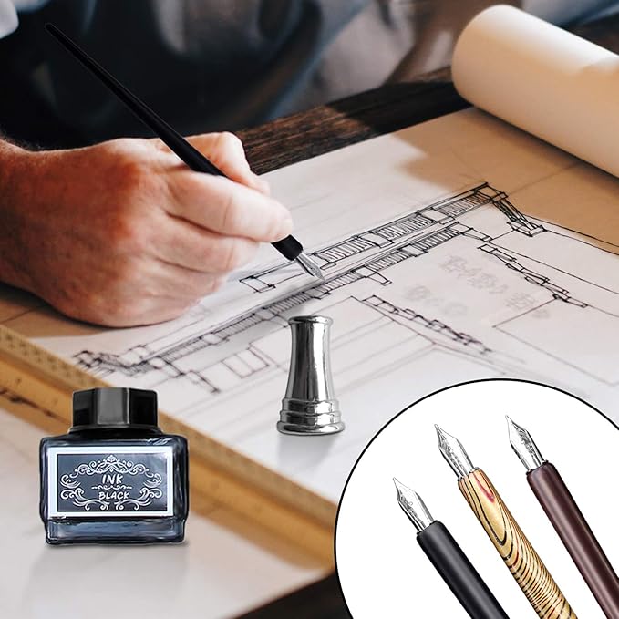 Calligraphy Set For Beginners, 3 Calligraphy Pens, 4 Ink Bottle 15ml, 20 Calligraphy Nibs, 1 Calligraphy Pen Holder, Dip Pen Set, Gift For Men, Women And Kids, Calligraphy Kit For Beginners