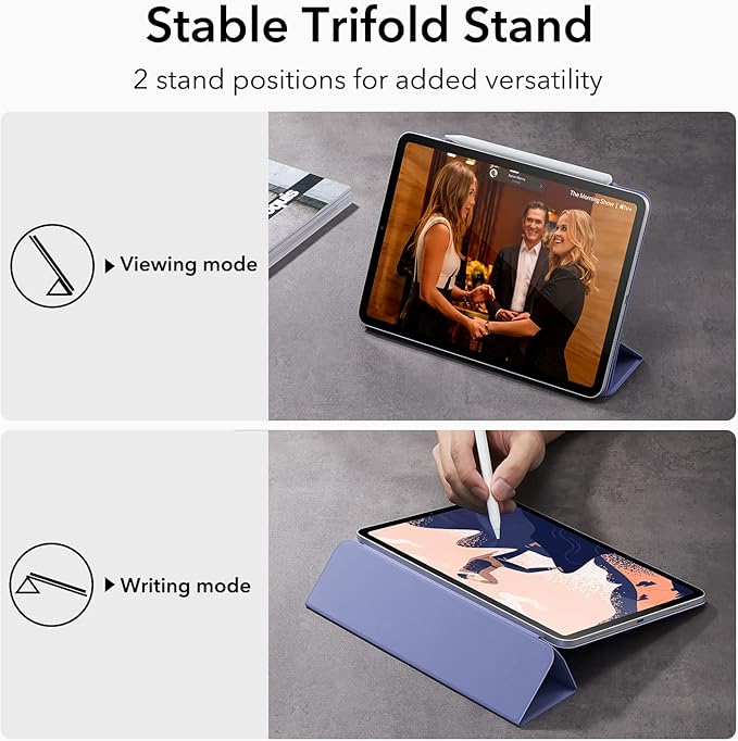 ESR for iPad Pro 12.9 6th/5th/4th Gen, iPad Air 13 Inch Case M3/M2 (2025/2024), Powerful Magnetic Attachment, Slim Trifold Stand Case, Supports Pencil Pro & Pencil (USB-C), Rebound Series, Lavender