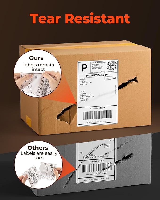 MUNBYN RW405B Thermal Label Printer+4"x6" Direct Thermal Labels