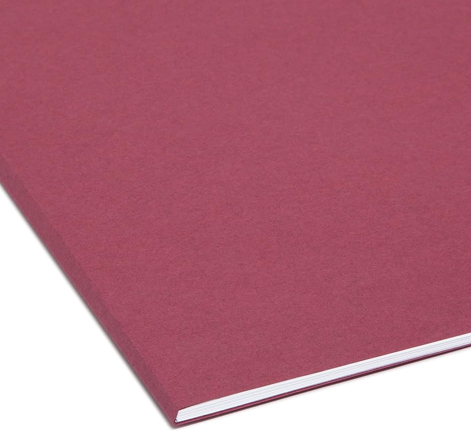 Smead Interior File Folder, 1/3-Cut Tab, Letter Size, Maroon, 100 per Box, Expandable File Folders for Filing Cabinet