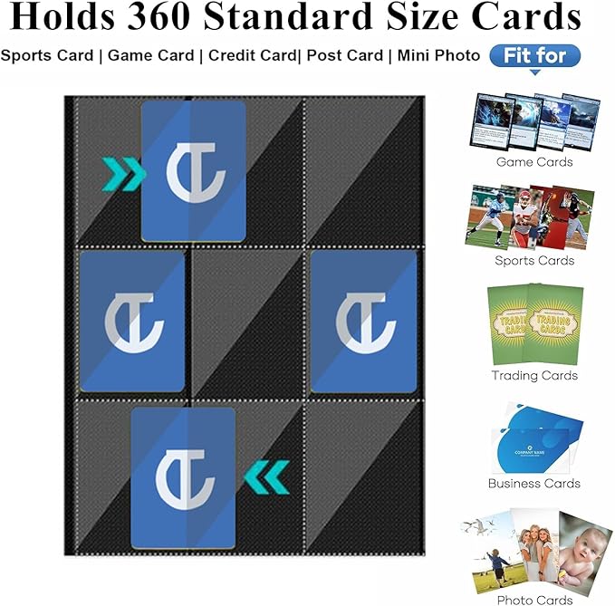360 Card Binder - Premium Zippered 9-Pocket Trading Card Binder Side-Loading Pages for Ultimate Protection | Holds TCG, MTG, Sports Cards (Green)