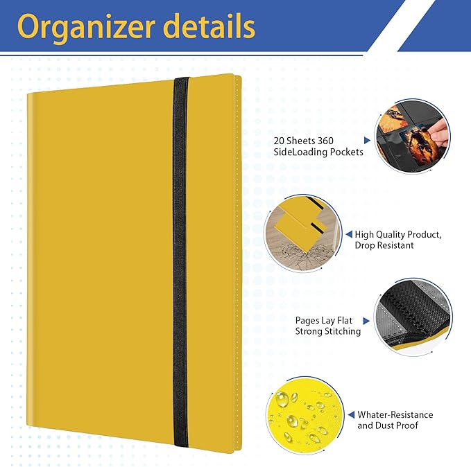 9 Pocket Trading Card Binder, Premium Card Book for 360 Cards, Sturdy Card Album for Collectible Cards, Side-Loading