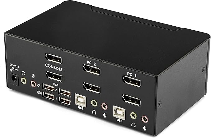 StarTech.com Dual Monitor DisplayPort KVM Switch - 2 Port - USB 2.0 Hub - Audio and Microphone - DP KVM Switch , TAA (SV231DPDDUA)