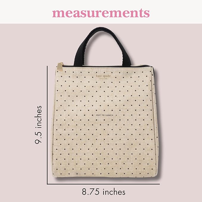 kate spade new york Cute Lunch Bag for Women, Large Capacity Lunch Tote, Adult Lunch Box with Silver Thermal Insulated Interior Lining and Storage Pocket (Out to Lunch)