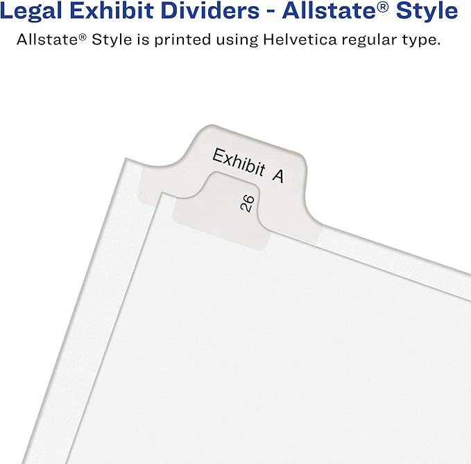 Avery 1-25 Legal Exhibit Dividers for 3 Ring Binders, 25-Tab Sets, Allstate Style, 20 Binder Divider Sets (01701)