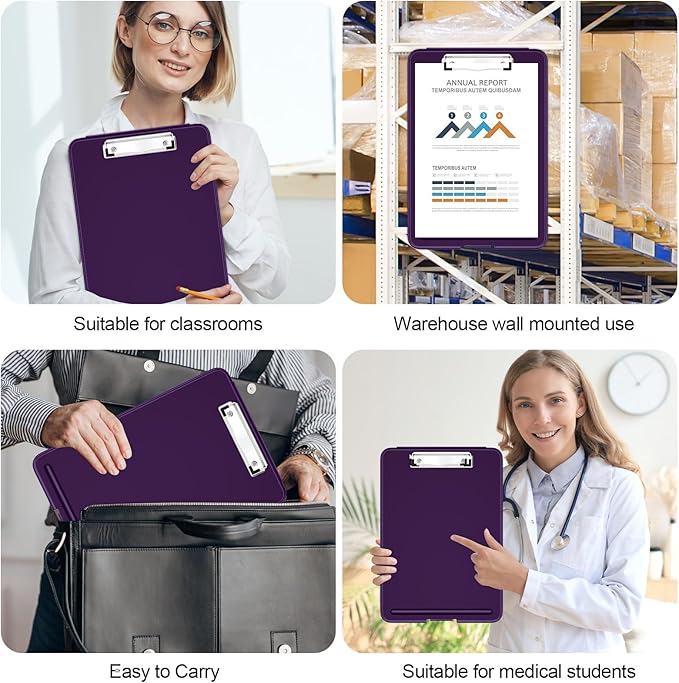 Hongri Clipboard with Storage, 8.5 x 11 Nursing Clip Board Foldable Storage for Nurses, Lawyers, Students, Classroom, Office, School, Size 13.4 x 9.4 X 0.9 in, Dark Purple