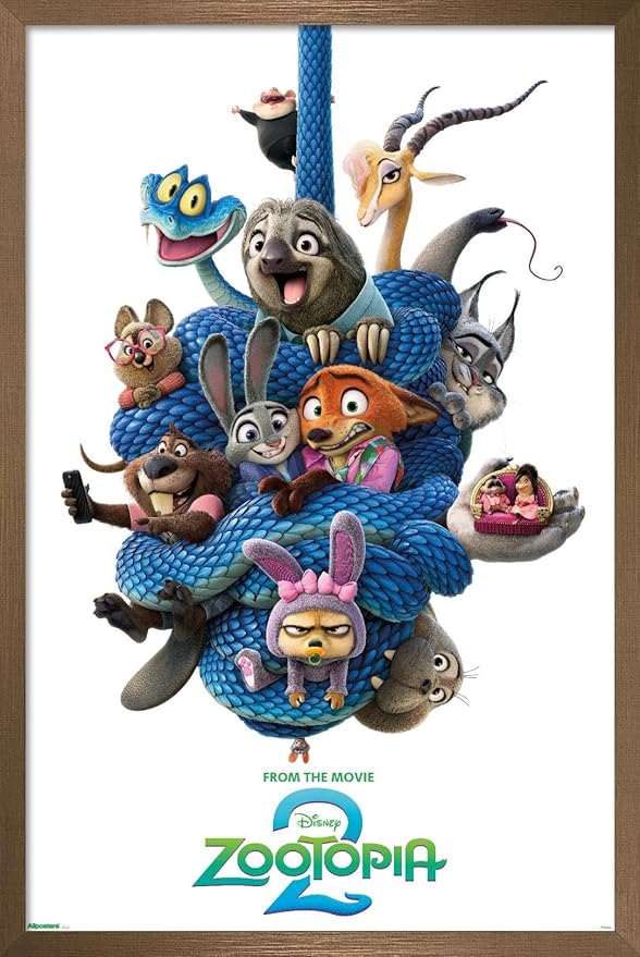 Disney Zootopia 2 (2025) - Group One Sheet Wall Poster, 22.4L" x 14.7W", Bronze Framed Version